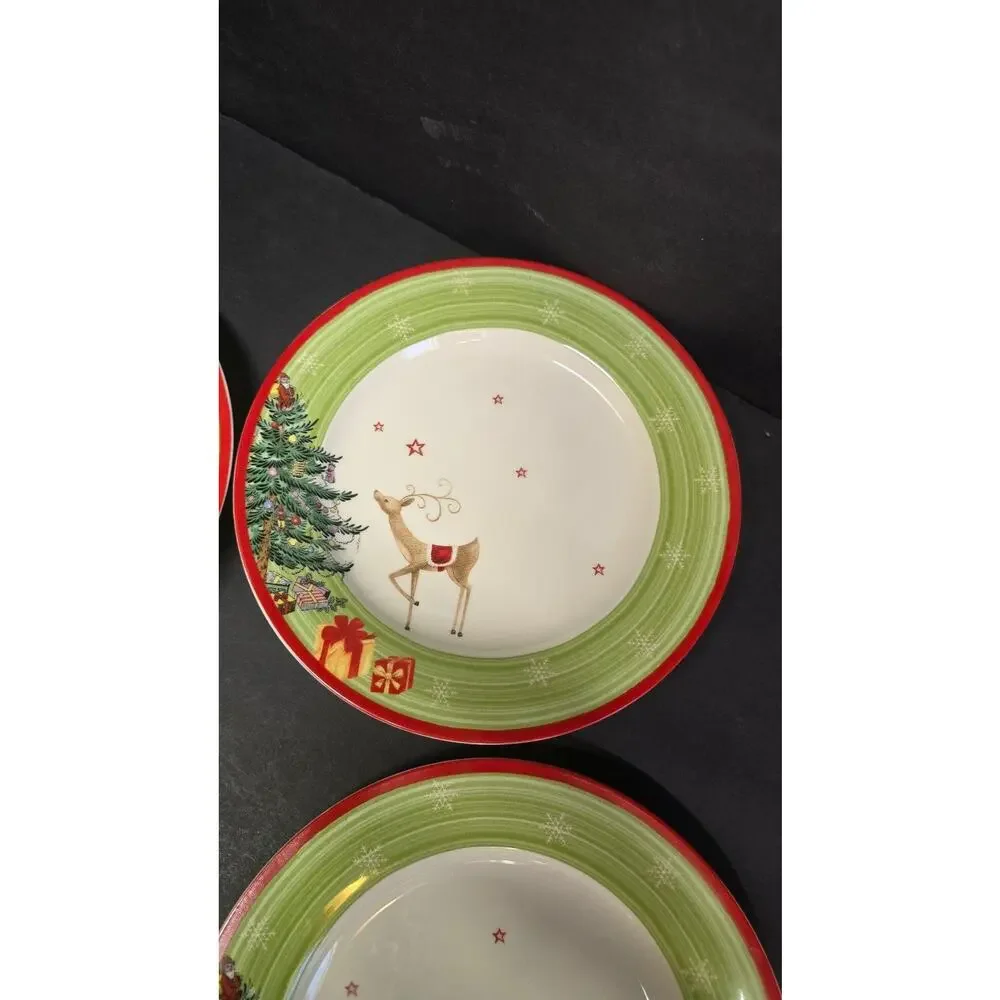 Spode Christmas Jubilee Salad Plates Set Of 4 Reindeer Tree Ceramic Holiday